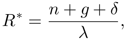 R* = (n + g + δ) / λ